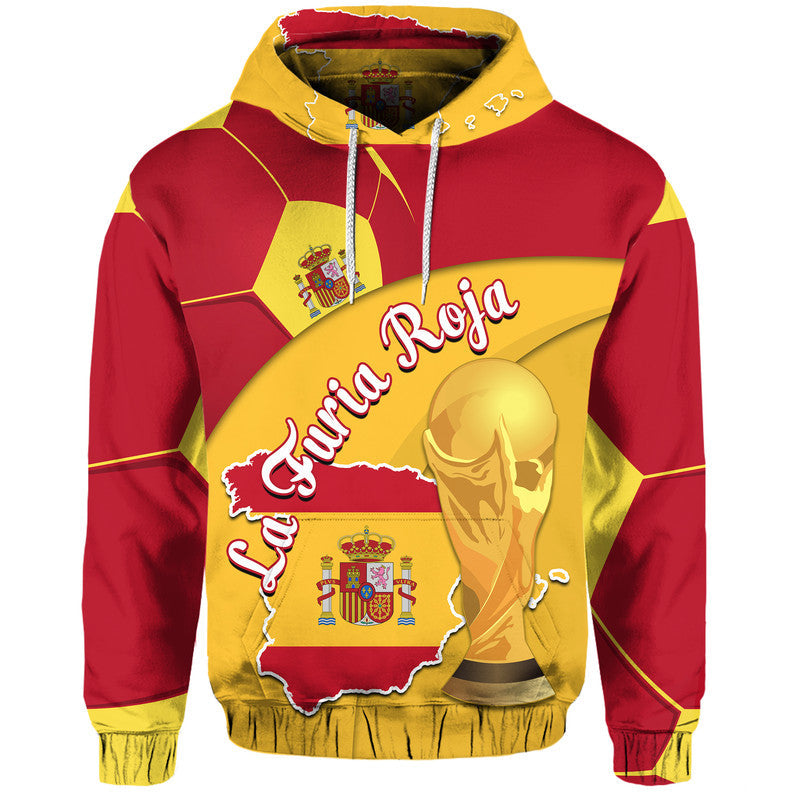 Custom Spain Football Champions Hoodie Spain Flag With Soccer Ball LT9