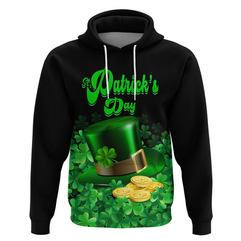 Custom St Patricks Day Hoodie Green Leprechaun Hat With Clover Leaf LT9
