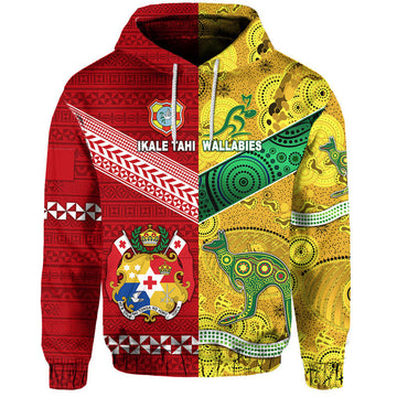 Tonga Ikale Tahi Ngatu And Australia Wallabies Aboriginal Hoodie Rugby Together LT8