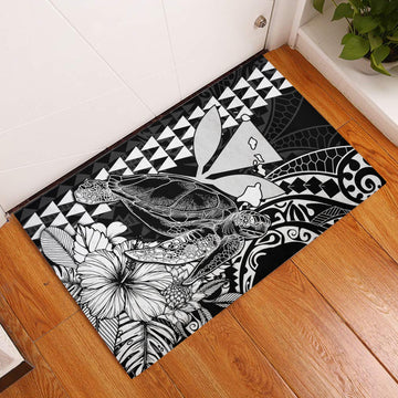 Hawaii Sea Turtle Door Mats Polynesia Kakau with Kanaka Maoli Black LT9