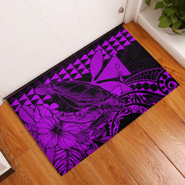 Hawaii Sea Turtle Door Mats Polynesia Kakau with Kanaka Maoli Purple LT9