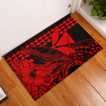Hawaii Sea Turtle Door Mats Polynesia Kakau with Kanaka Maoli Red LT9