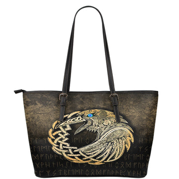 Viking Leather Tote Vikings Raven Gold Version Leather Tote RLT12