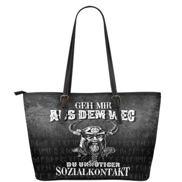 Viking Leather Tote Geh mir aus dem Weg du unnotiger Sozialkontakt Leather Tote RLT12