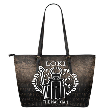 Wonder Print Shop Leather Tote - Loki The Magician Leather Tote RLT12