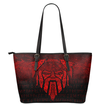 Viking Leather Tote Eye of Odin Red Version Leather Tote RLT12