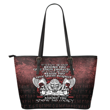 Wonder Print Shop Leather Tote - Against You Show No Mercy Leather Tote RLT12