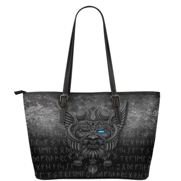 Viking Leather Tote Viking Odin Allfather In Asgard Special Version Leather Tote RLT12