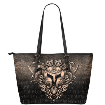 Viking Leather Tote The Armor Of Viking Gold Version Leather Tote RLT12