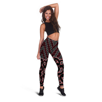 New Zealand Women's Leggings Maori Graphic Tee Patterns Red LT6