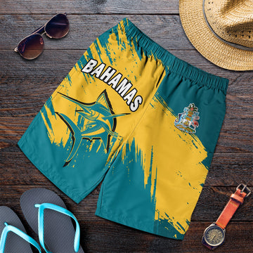 Bahamas Men Shorts Blue Marlin With Bahamian Coat Of Arms LT14