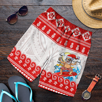 Hawaii Christmas Men Shorts Surfing Santa Mele Kalikimaka Polynesian LT14