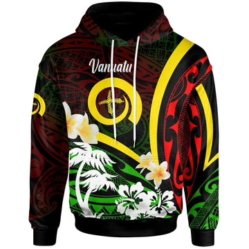 Vanuatu Hoodie Vanuatu Independence Day Annivesary with Plumerian and Polynesian Patterns Hoodie LT10