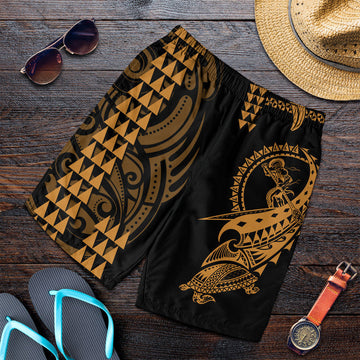 Hawaii Polynesian Warrior Kakau Men Shorts-Gold LT6
