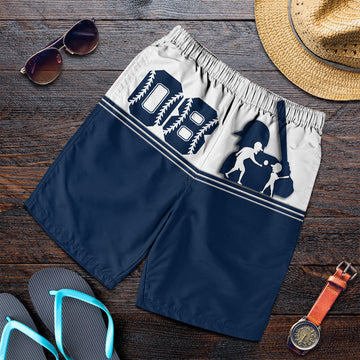 (Custom Personalised) Fathers Day - America Dad and Son Baseball Player Men Short - Blue No.2 LT9