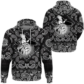 Viking Hoodie Norse Warrior Berserker with Bandana Paisley Style RLT12