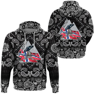 Viking Hoodie Norway Valknut with Bandana Paisley Style RLT12