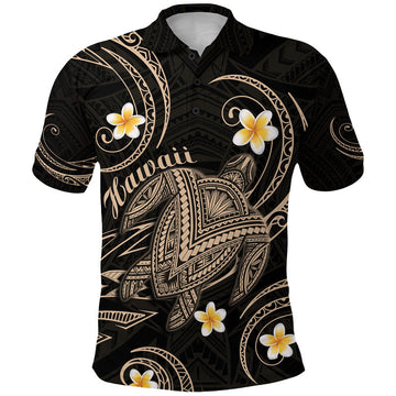 Hawaii Polo Shirt Hawaiian Turtle Plumeria Mixed Polynesian Nude Style LT9