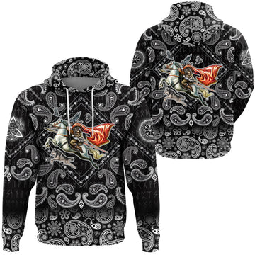 Viking Hoodie Odin with Bandana Paisley Style RLT12