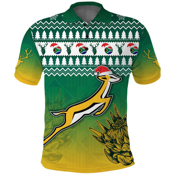 South Africa Rugby Polo Shirt Christmas Proud Springboks LT13