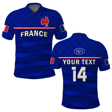 (Custom Text And Number) France Rugby Polo Shirt Outgoing Tour Allez Les Bleus LT14