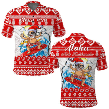 Custom Christmas Hawaii Polo Shirt Surfing Santa Mele Kalikimaka Polynesian LT14