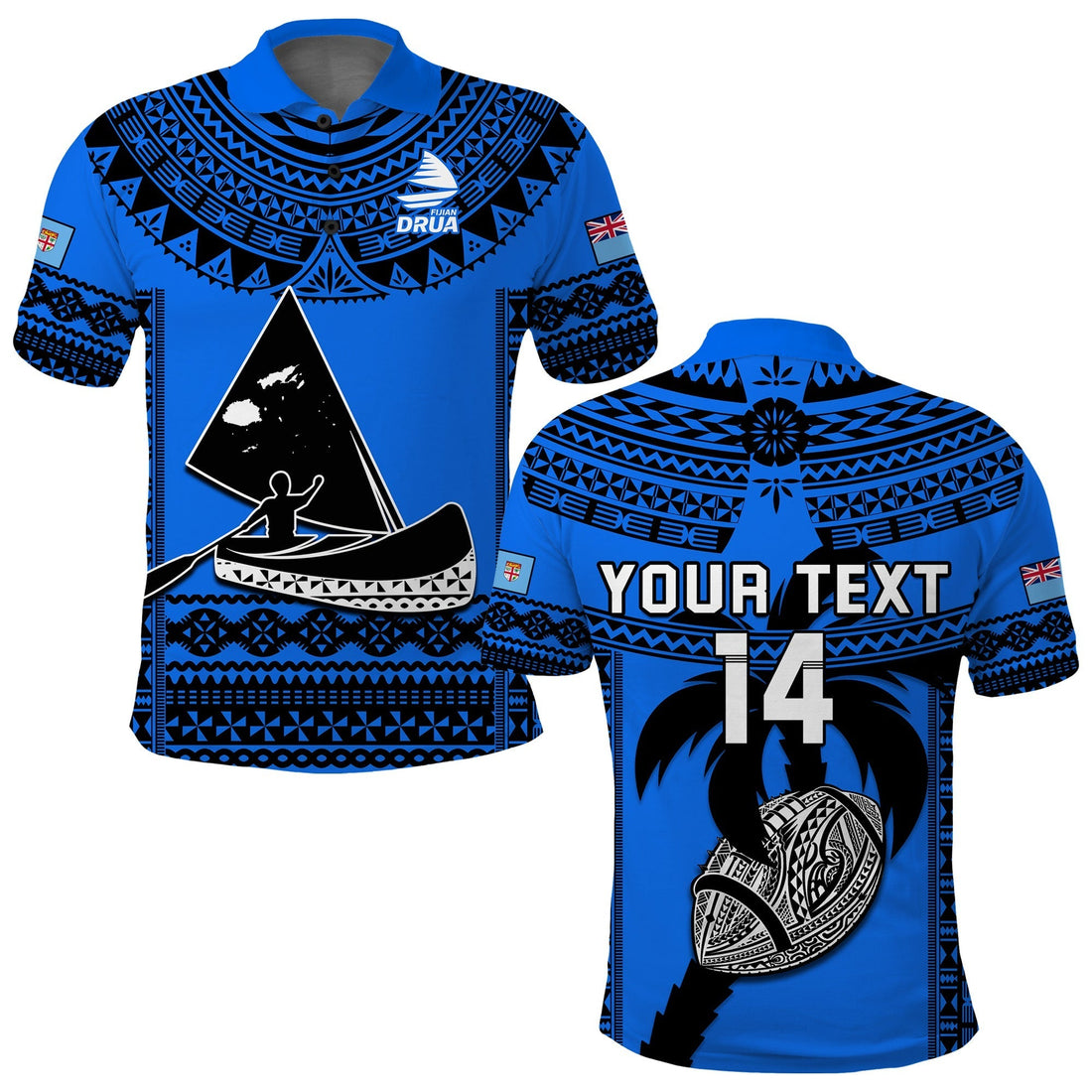 Custom Text And Number Fiji Rugby Polo Shirt Fijian Drua Super Polynesian Special Tapa Pattern LT14