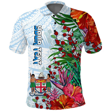 Custom Fiji Polo Shirt Proud Fijian Tapa mix Tagimoucia Flowers LT13