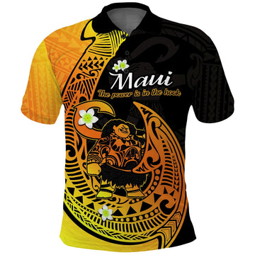 Custom Polynesian Polo Shirt Maui Fish Hook Gold Gradient Version LT14
