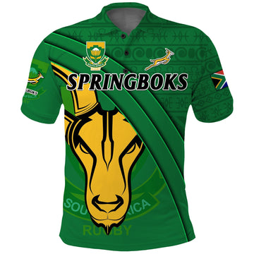 South Africa Rugby Polo Shirt Bokke Springbok With African Pattern Stronger Together LT14