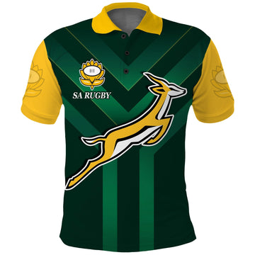 South Africa Rugby Polo Shirt Springboks King Protea Go Bokke LT13