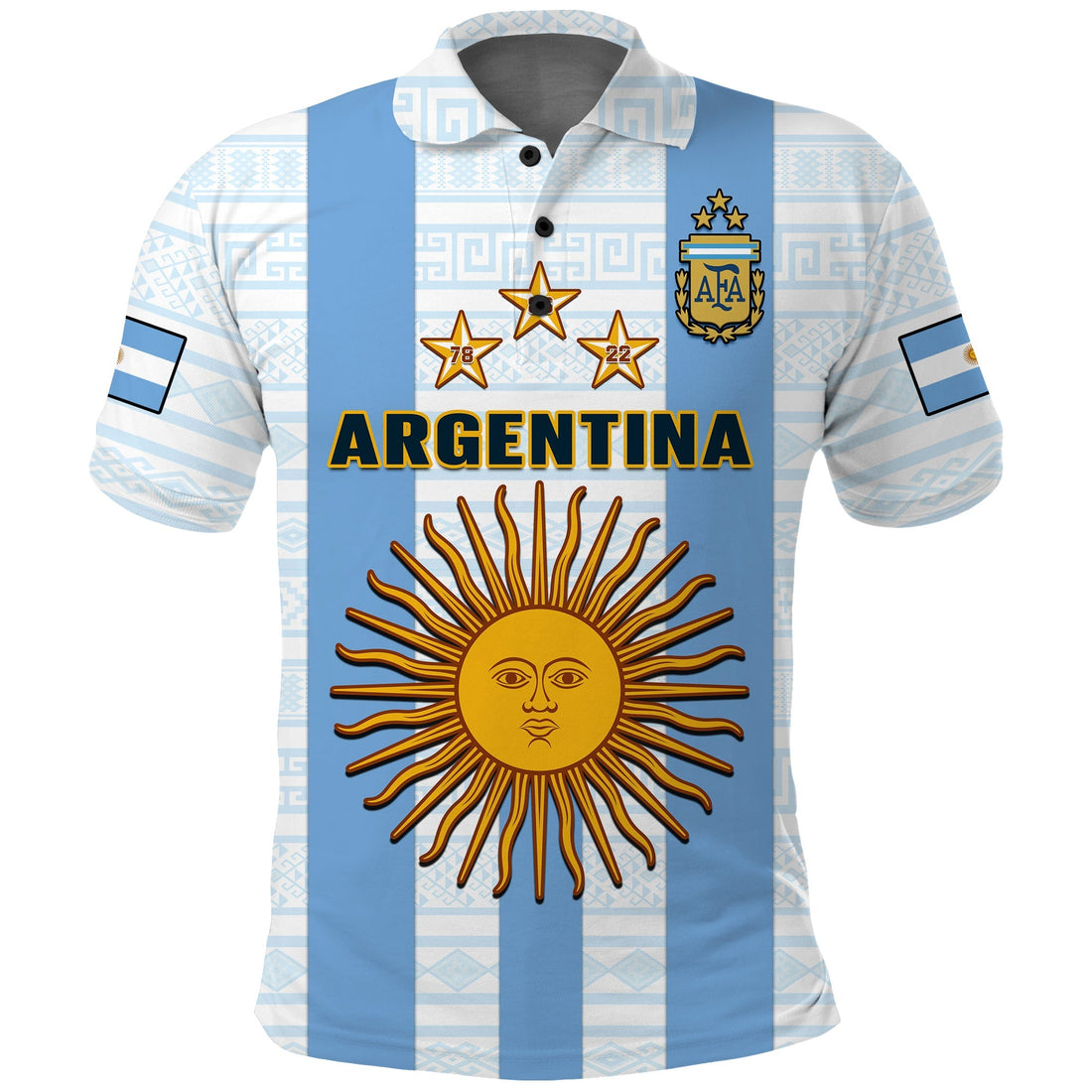 Argentina Football Polo Shirt World Cup La Albiceleste 3rd Champions Proud LT14