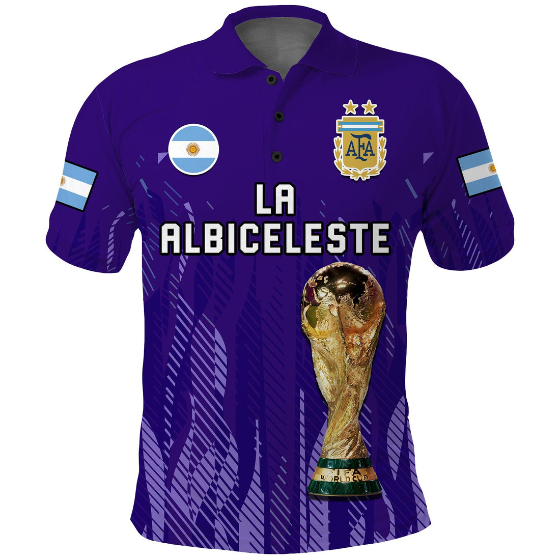 Argentina Football Polo Shirt La Albiceleste Campeon Proud Purple 2022 LT14