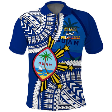 Custom Guam and Philippines Polo Shirt Guaman Filipinas Together Blue LT14