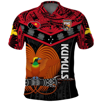 Papua New Guinea Rugby Polo Shirt PNG Kumuls Bird Of Paradise Black LT14