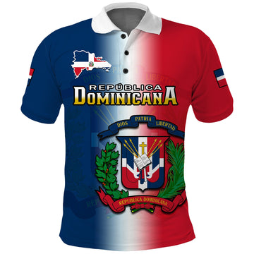 Dominican Republic Polo Shirt Dominicana Coat Of Arms Gradient Style LT14