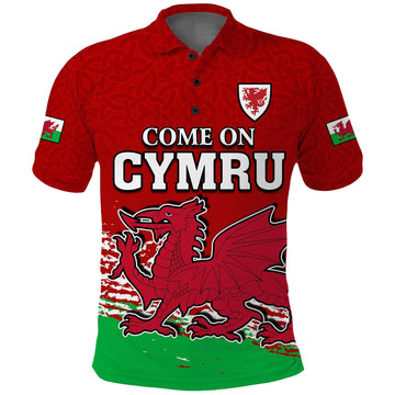 Wales Polo Shirt Football 2022 Come On CYMRU The Red Wall LT13