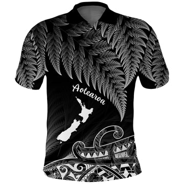 Custom New Zealand Silver Fern Polo Shirt Aotearoa Map Maori LT14