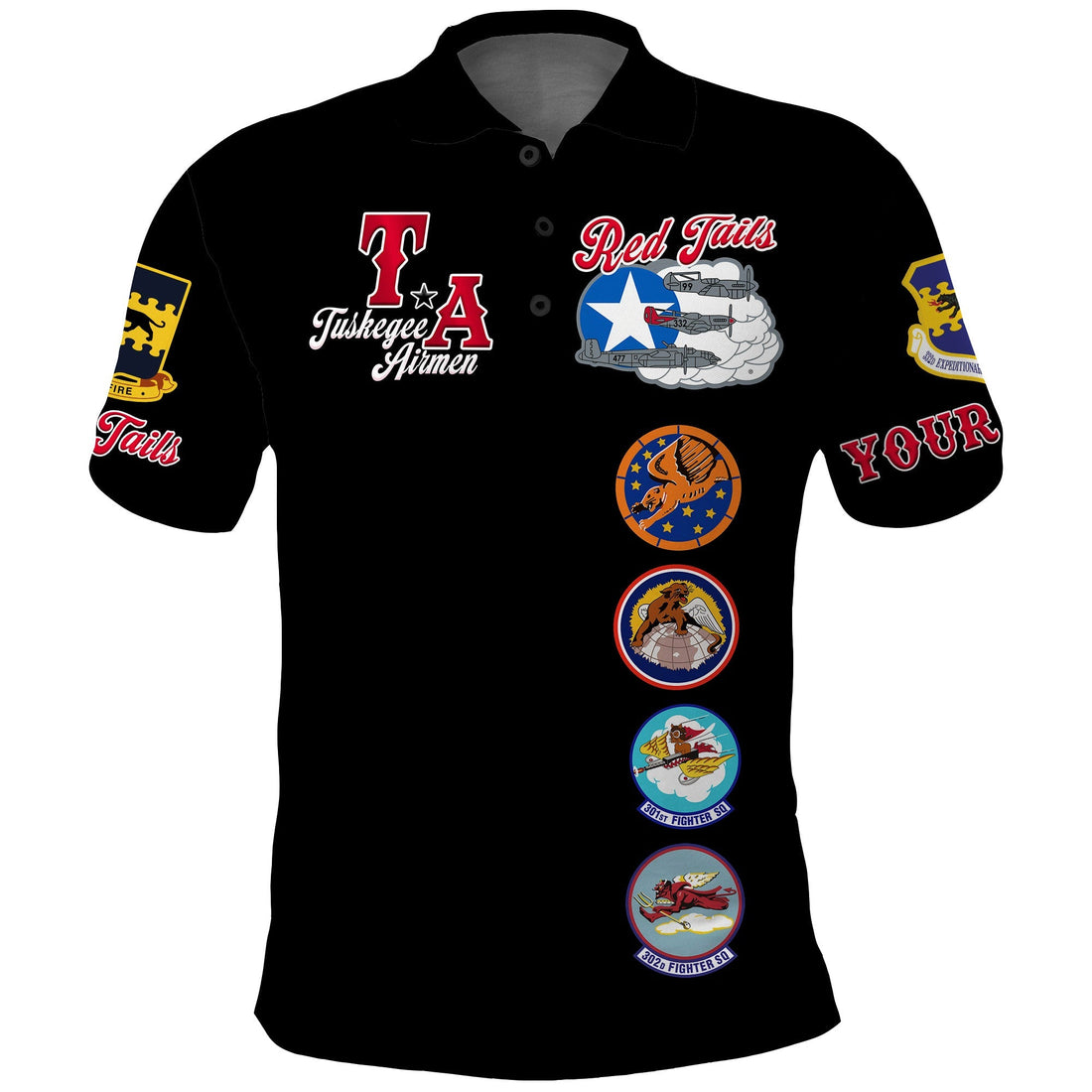Custom Tuskegee Airmen Polo Shirt Red Tail Angels American Heros LT14
