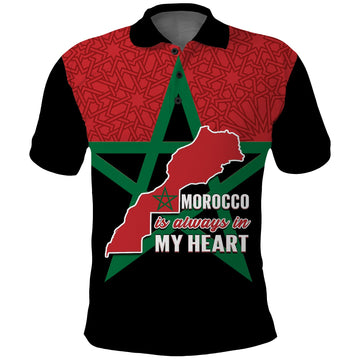 Custom Western Sahara Morocco Polo Shirt Map Black Moroccan Is Always In My Heart LT14