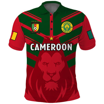 (Custom Text And Number) Cameroon Football Polo Shirt Les Lions Indomptables Red Football 2022 LT14