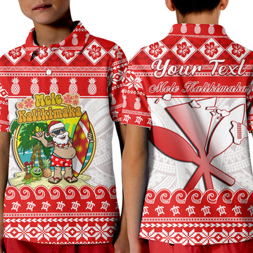 Custom Christmas Hawaii Polo Shirt KID Kanaka Polynesian Santa Claus Mele Kalikimaka LT14