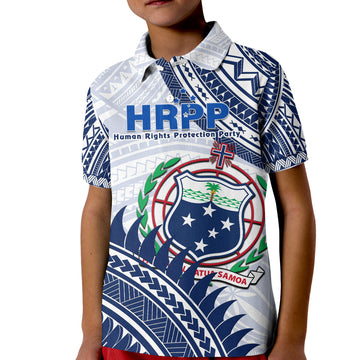 HRPP Samoa Polo Shirt KID Samoan Coat Of Arms Polynesian Pattern LT14