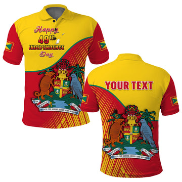 Custom Grenada Polo Shirt Coat Of Arms Happy 49th Independence Day LT14