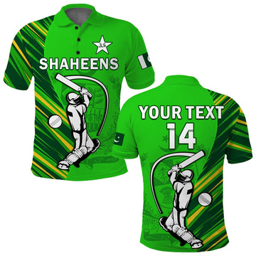 (Custom Text And Number) Pakistan Cricket Polo Shirt Go Shaheens Simple Style LT14