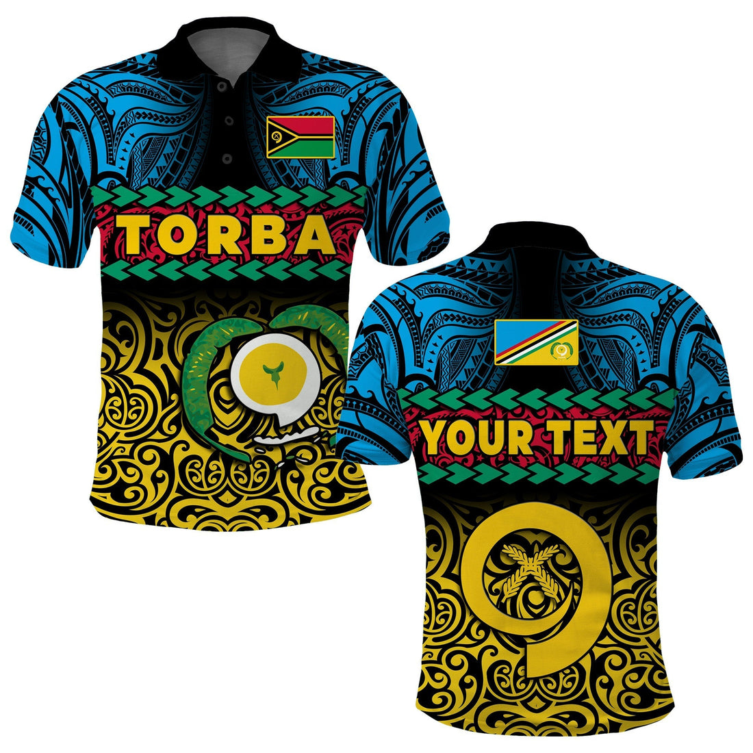 Custom Torba Province Polo Shirt Vanuatu Pig Tusk Polynesian Flag Style LT14