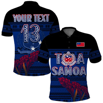 (Custom Personalise Text and Number) Toa Samoa Rugby Polo Shirt Uso Aso Uma Go Champions Blue LT13