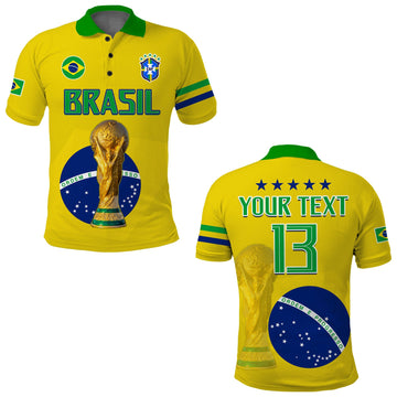 (Custom Text and Number) Brazil Football Polo Shirt Go Champions Selecao Campeao LT13