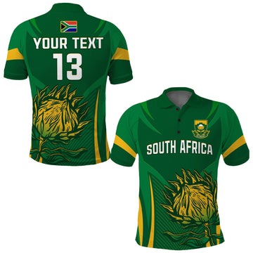 (Custom Text and Number) South Africa Cricket Polo Shirt Proteas Champion LT13
