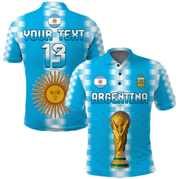 (Custom Text and Number) Argentina Football Champions Polo Shirt La Albiceleste GOAT LT13